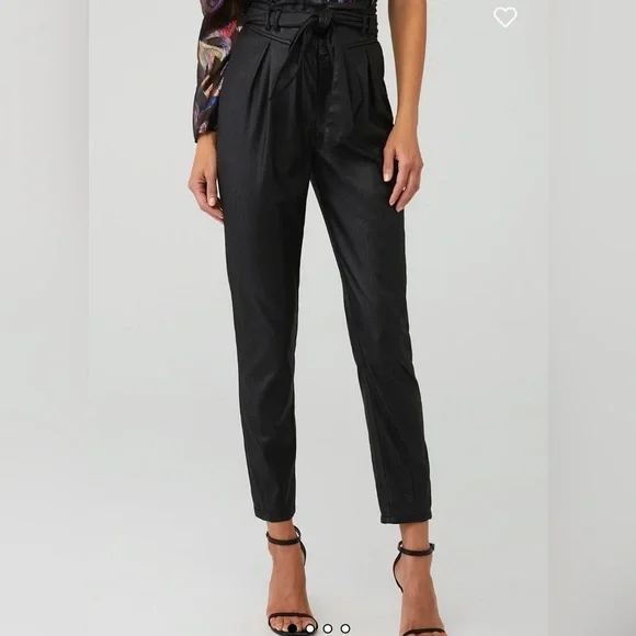 FOR LOVE & LEMONS DILLON HIGH WAIST FAUX LEATHER TROUSER PANT BLACK SIZE XS - Picture 4 of 16